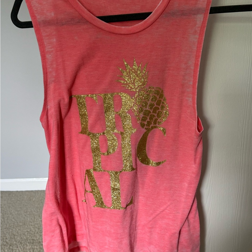 Womens Pink Tropical Sleeveless Top